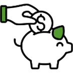 Icon Sparwein und Münze, als Gemeinde Energiekosten senken
