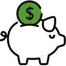 Icon Sparwein und Münze, Einnahmen und Ausgaben in der Energiegemeinschaft immer im Blick